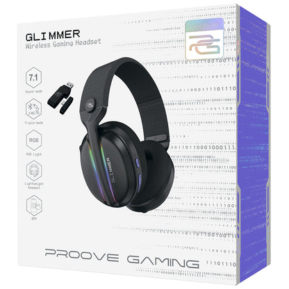 Слушалки за гейминг Proove Glimmer Wireless, RGB, BT / Wi-FI / Wired, Черни WHGL00022001