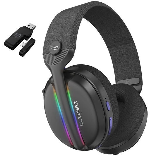 Слушалки за игри Proove Glimmer Wireless, RGB, BT / Wi-Fi / Wired, Черно-лилави WHGL00022016