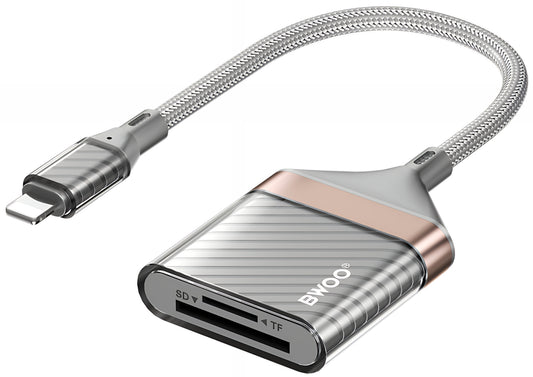 Четец на карти Lightning BWOO BZ63, SD – microSD, сив