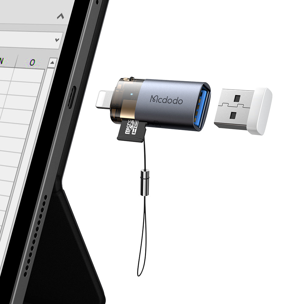 Четец за карти Lightning McDodo OT-7850, USB-A (OTG) - microSD, Черен