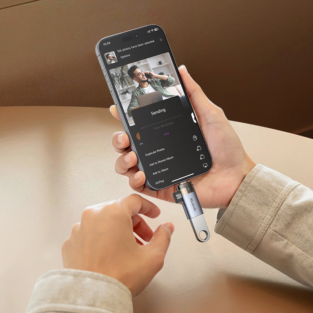 Четец за карти Lightning McDodo OT-7850, USB-A (OTG) - microSD, Черен