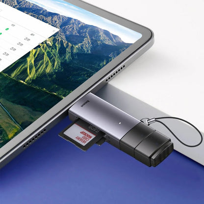 Четец на карти USB / USB-C Baseus Lite, SD - microSD, сив WKQX060113 