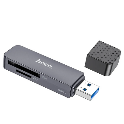 USB 3.0 HOCO HB45 Card Reader, SD - microSD, Gray