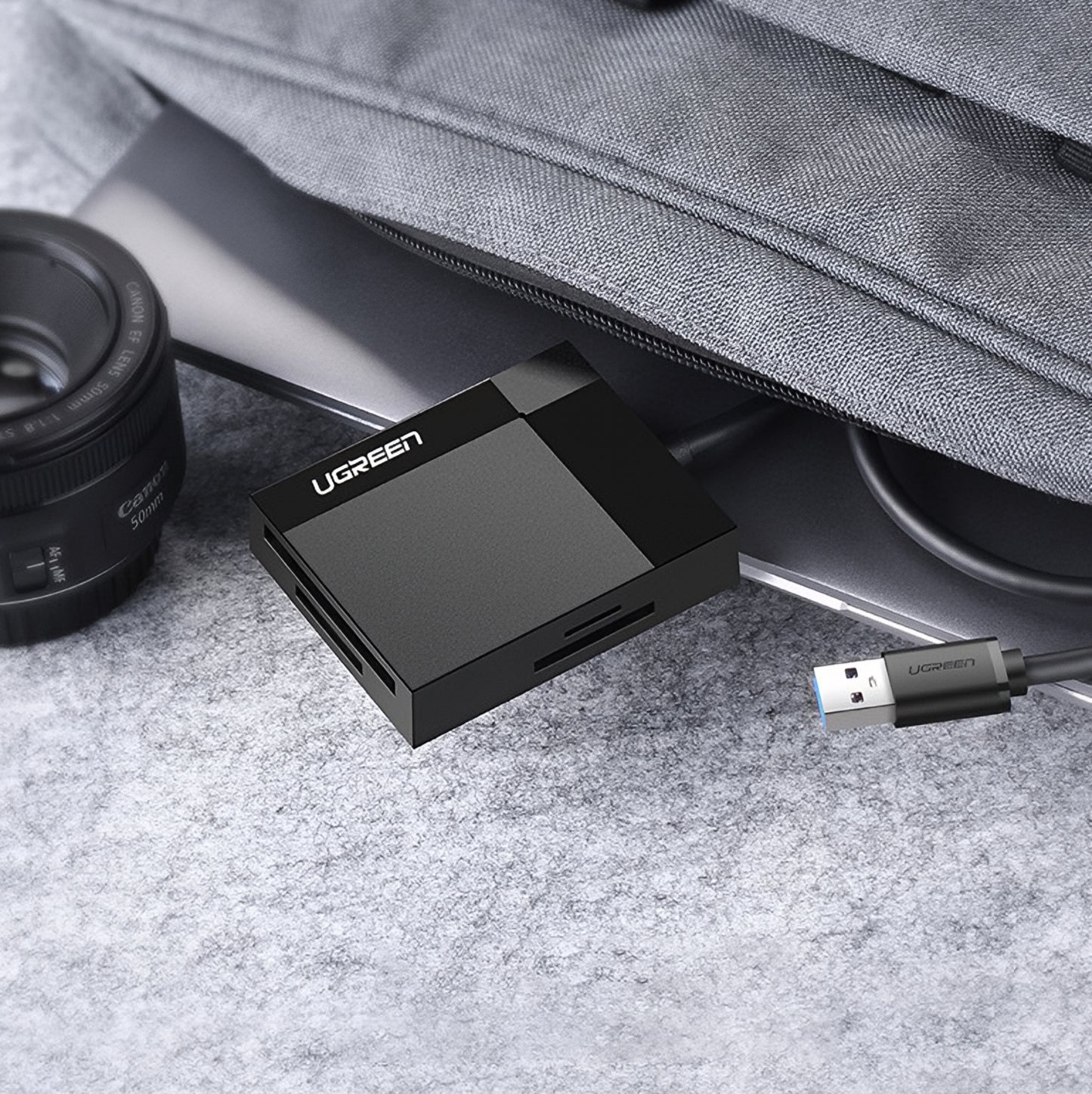 Четец за карти USB 3.0 UGREEN CR125, SD - microSD - CF - MS, Черен