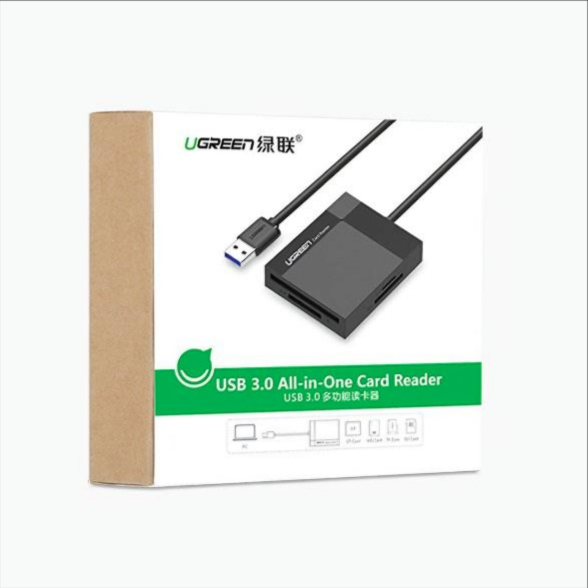Четец за карти USB 3.0 UGREEN CR125, SD - microSD - CF - MS, Черен
