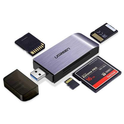 Четец за карти USB 3.0 UGREEN CM180, SD - microSD - CF - MS, Сив