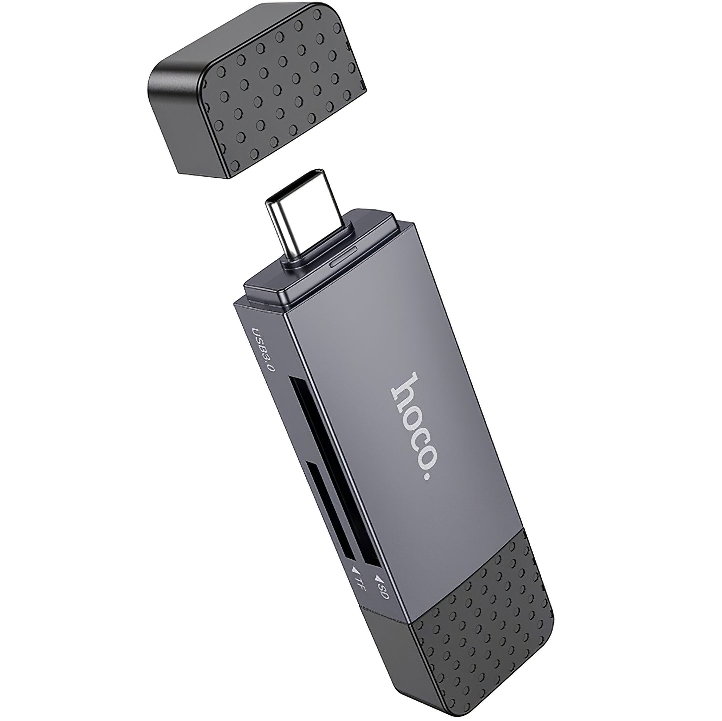 Четец на карти USB / USB-C HOCO HB45, SD - microSD, USB 2.0, сив 