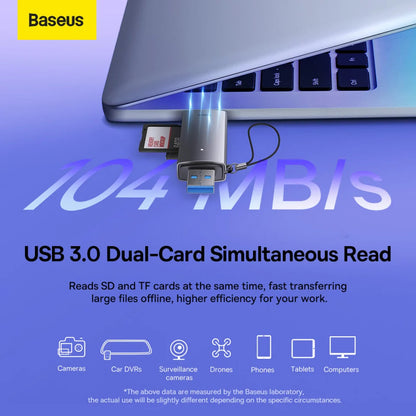 Четец на карти USB / USB-C Baseus Lite, SD - microSD, сив WKQX060113 