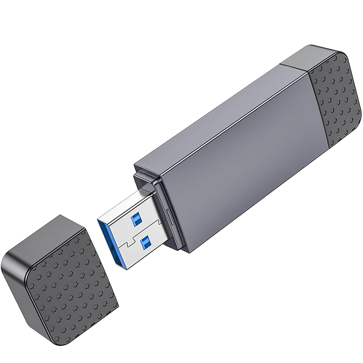 Четец на карти USB / USB-C HOCO HB45, SD - microSD, USB 2.0, сив 