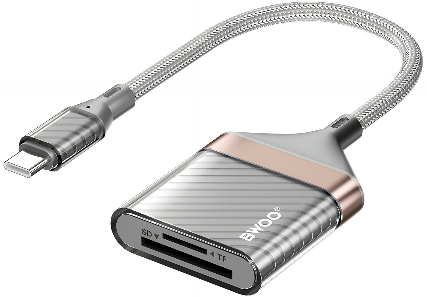 Четец за карти USB-C BWOO BZ64, SD - microSD, Сив