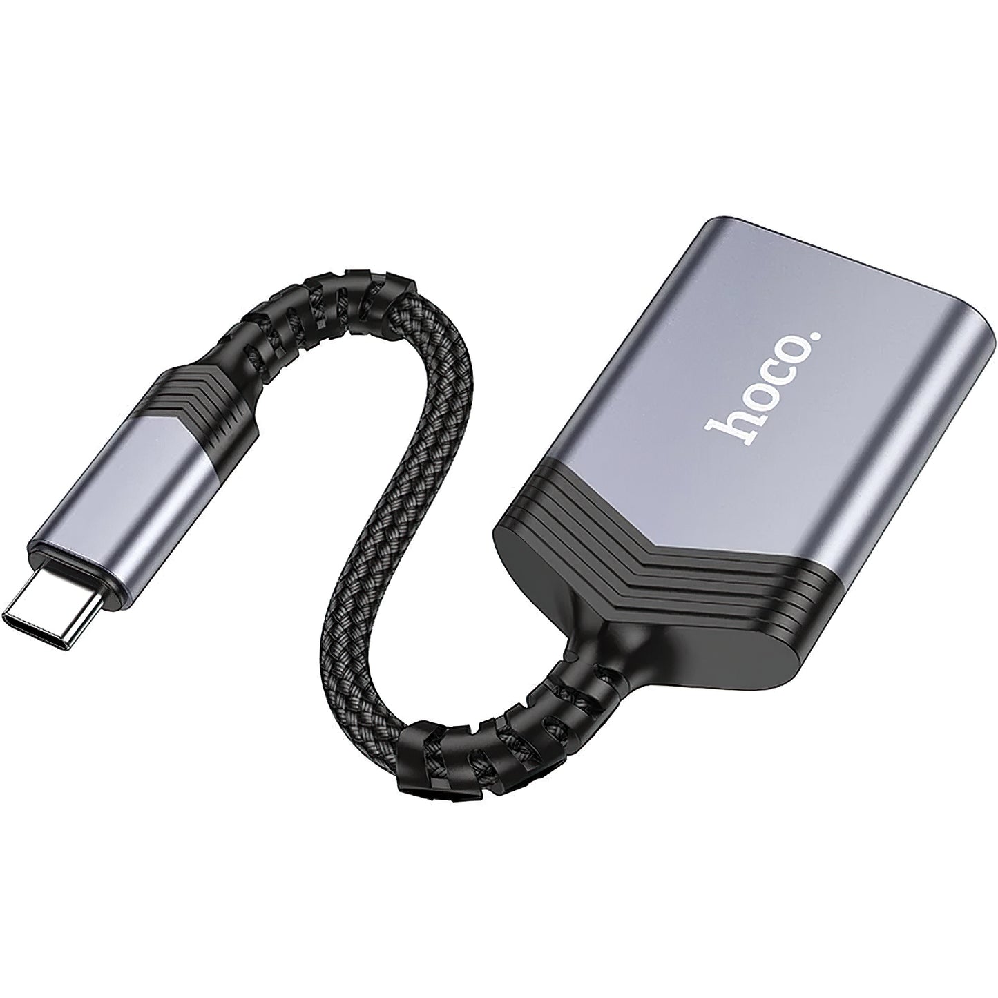 USB-C четец за карти HOCO UA25, SD - microSD, сив 