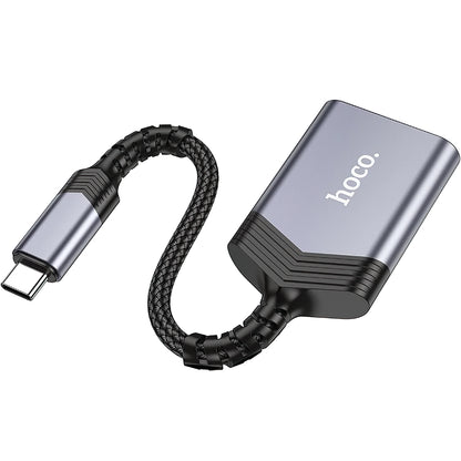 USB-C четец за карти HOCO UA25, SD - microSD, сив 