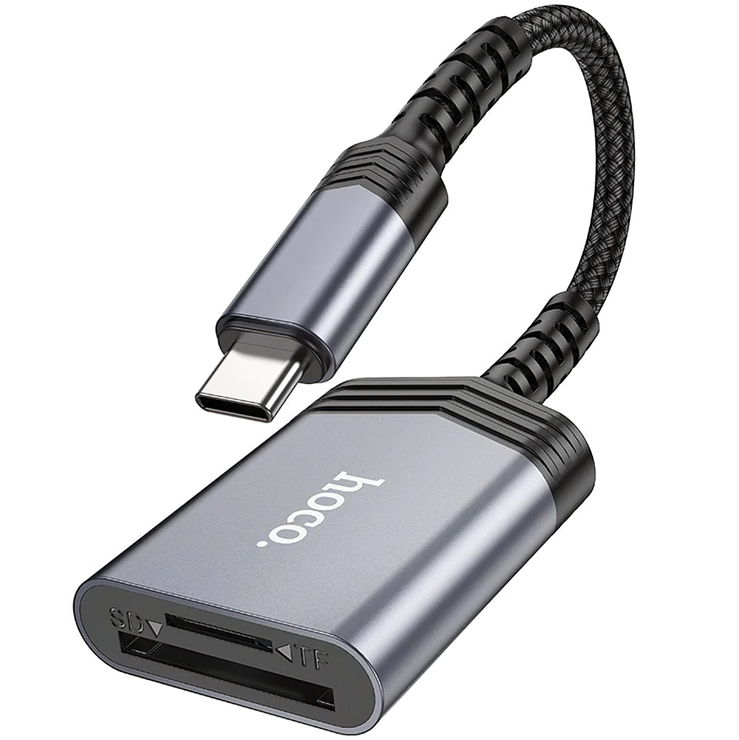 USB-C четец за карти HOCO UA25, SD - microSD, сив 