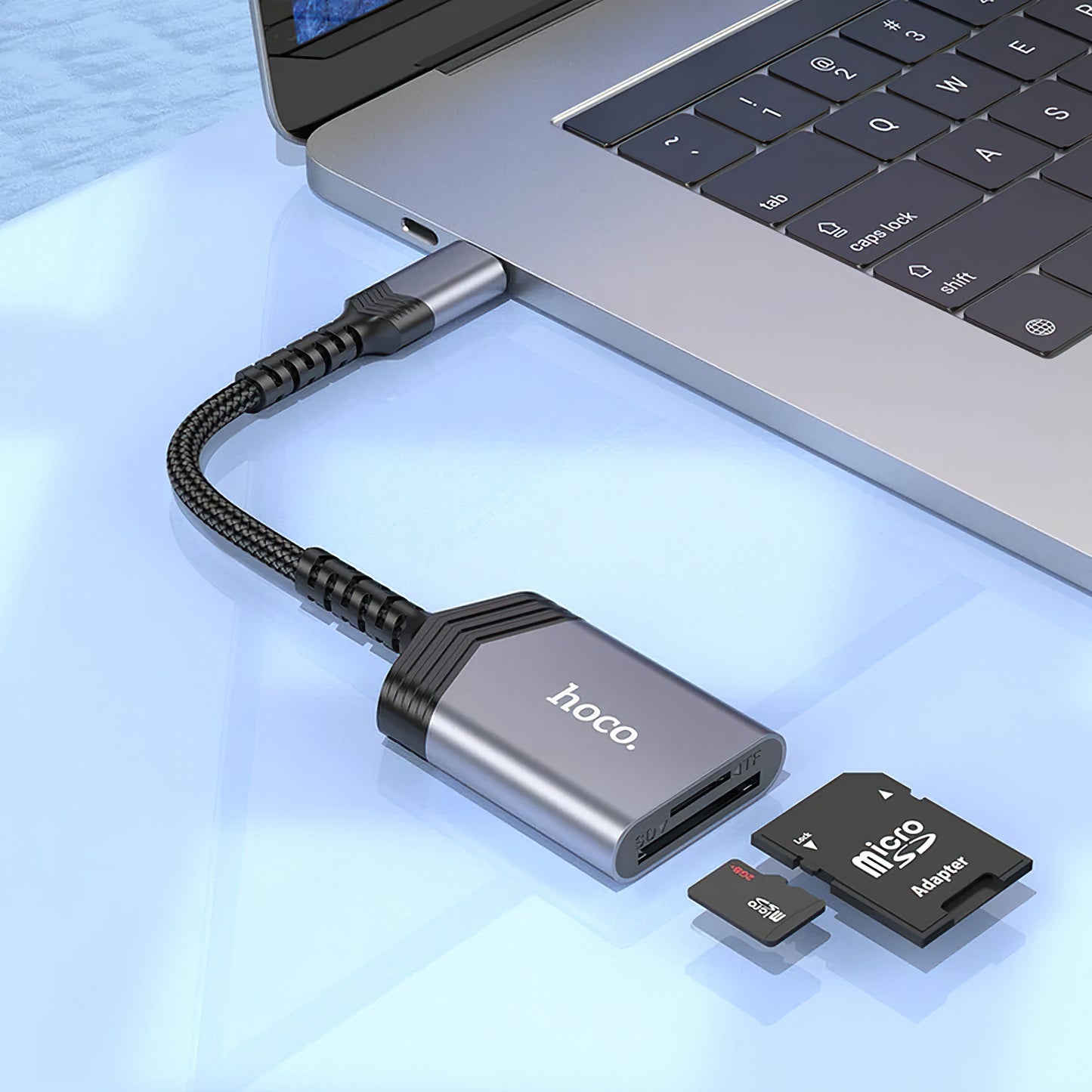 Cititor Card USB-C HOCO UA25, SD - microSD, Gri