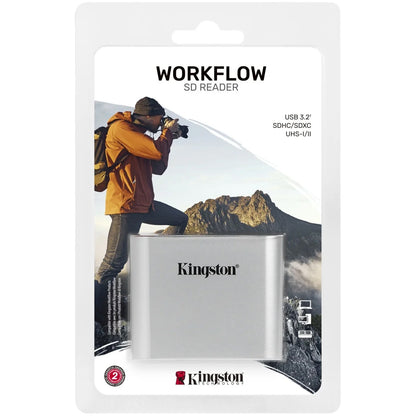 Четец за карти USB-C Kingston Workflow, Dual SD, Сив WFS-SD