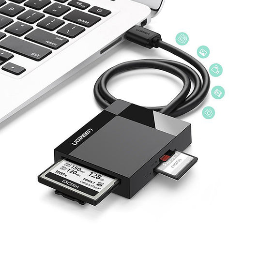 Четец за карти USB 3.0 UGREEN CR125, SD - microSD - CF - MS, Черен
