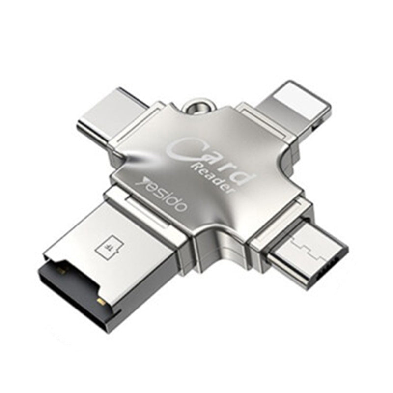 Четец за карти USB / USB-C / Lightning / microUSB Yesido GS13, microSD, Сребрист
