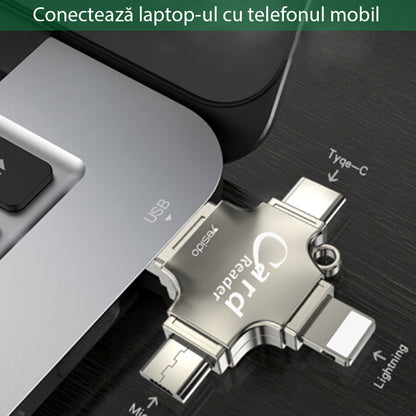 Четец за карти USB / USB-C / Lightning / microUSB Yesido GS13, microSD, Сребрист