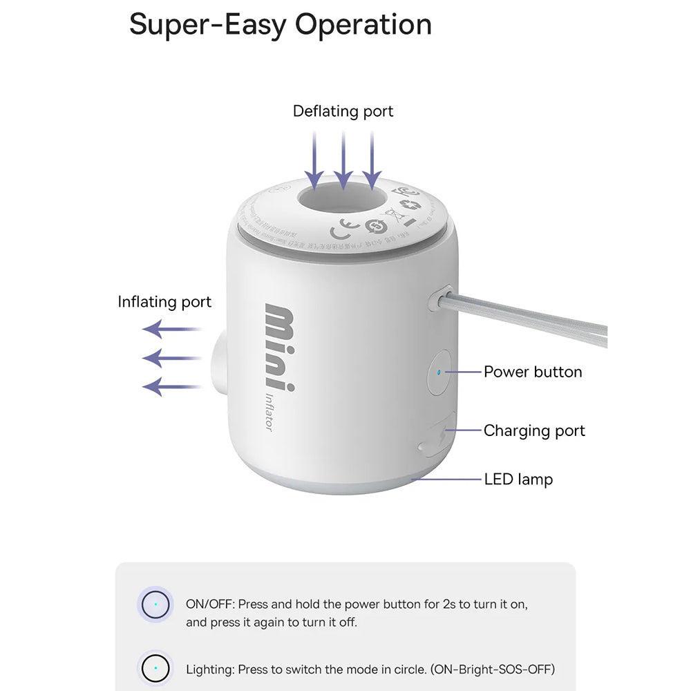 Baseus PocketGo Pump for Inflatable Mattresses, White C11157700221-00