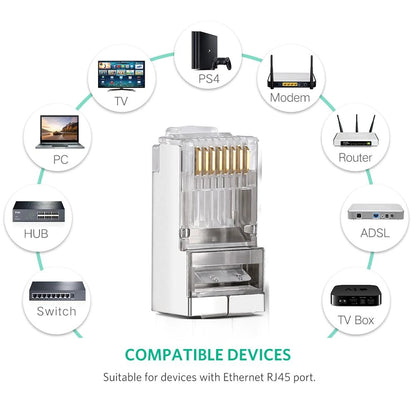 Мрежов конектор UGREEN NW111, RJ45, Cat6, Комплект 10 броя