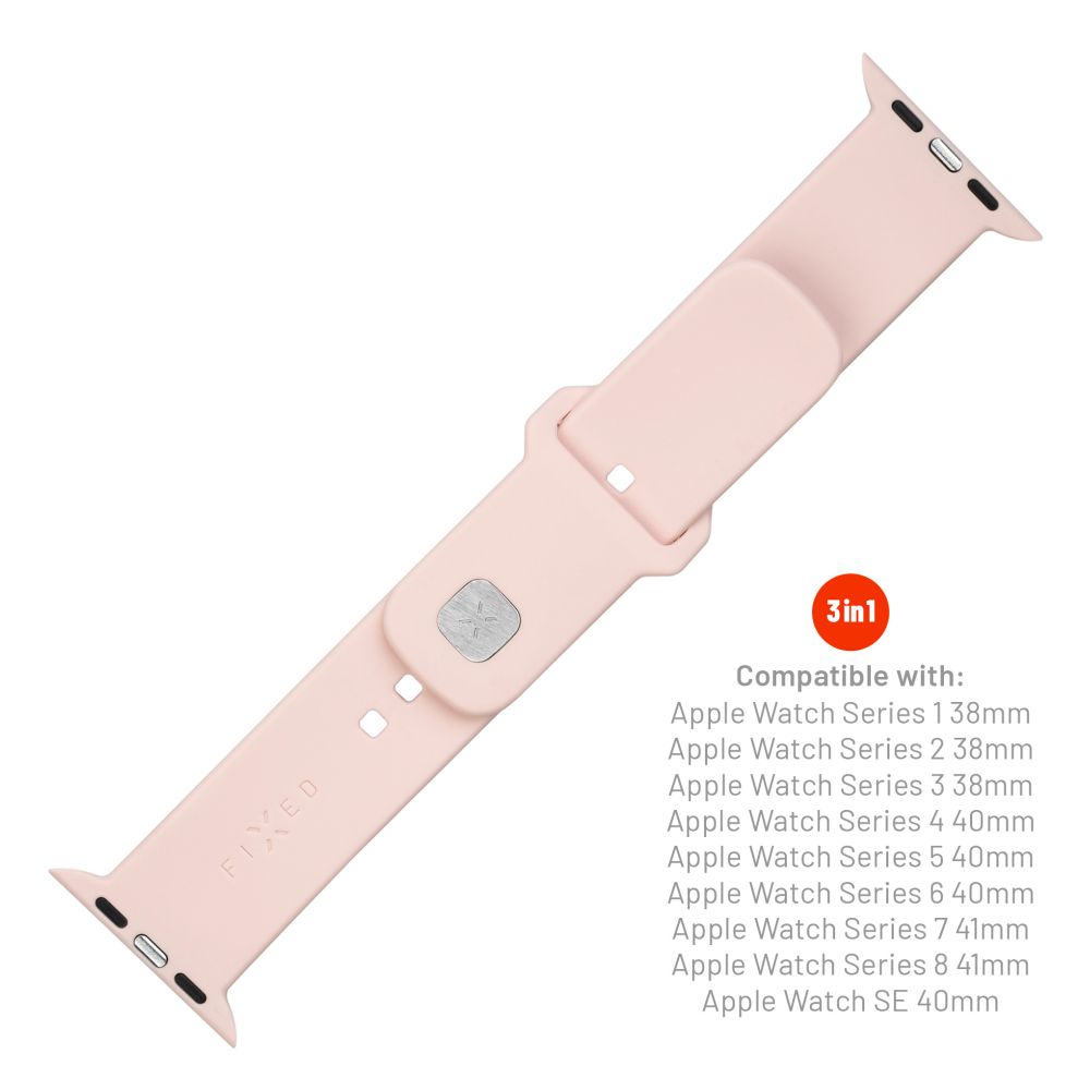 Каишка Fixed Silicone Sporty за Apple Watch 42mm / 41mm / 40mm / 38mm Series, Розова