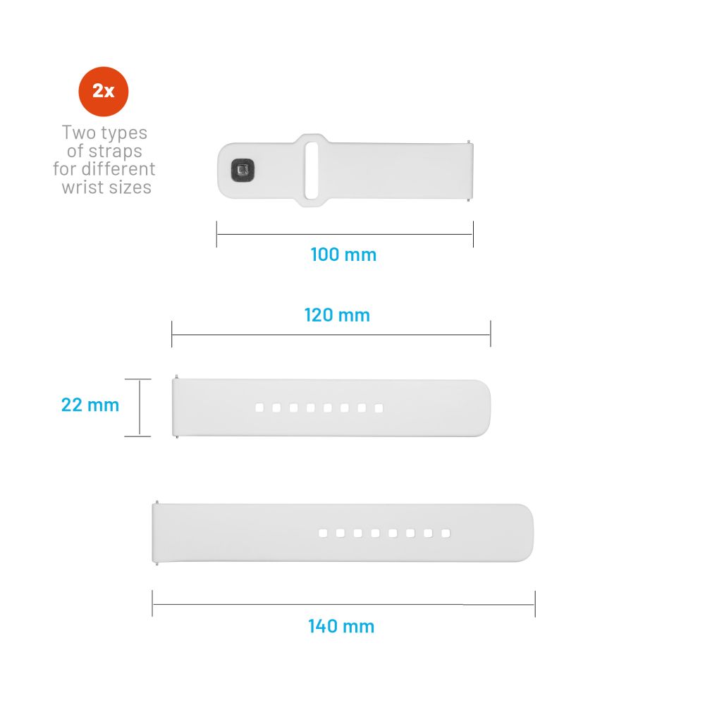 Каишка Fixed Silicone Sporty за Huawei Watch / Xiaomi Watch Series, 22mm, Бяла