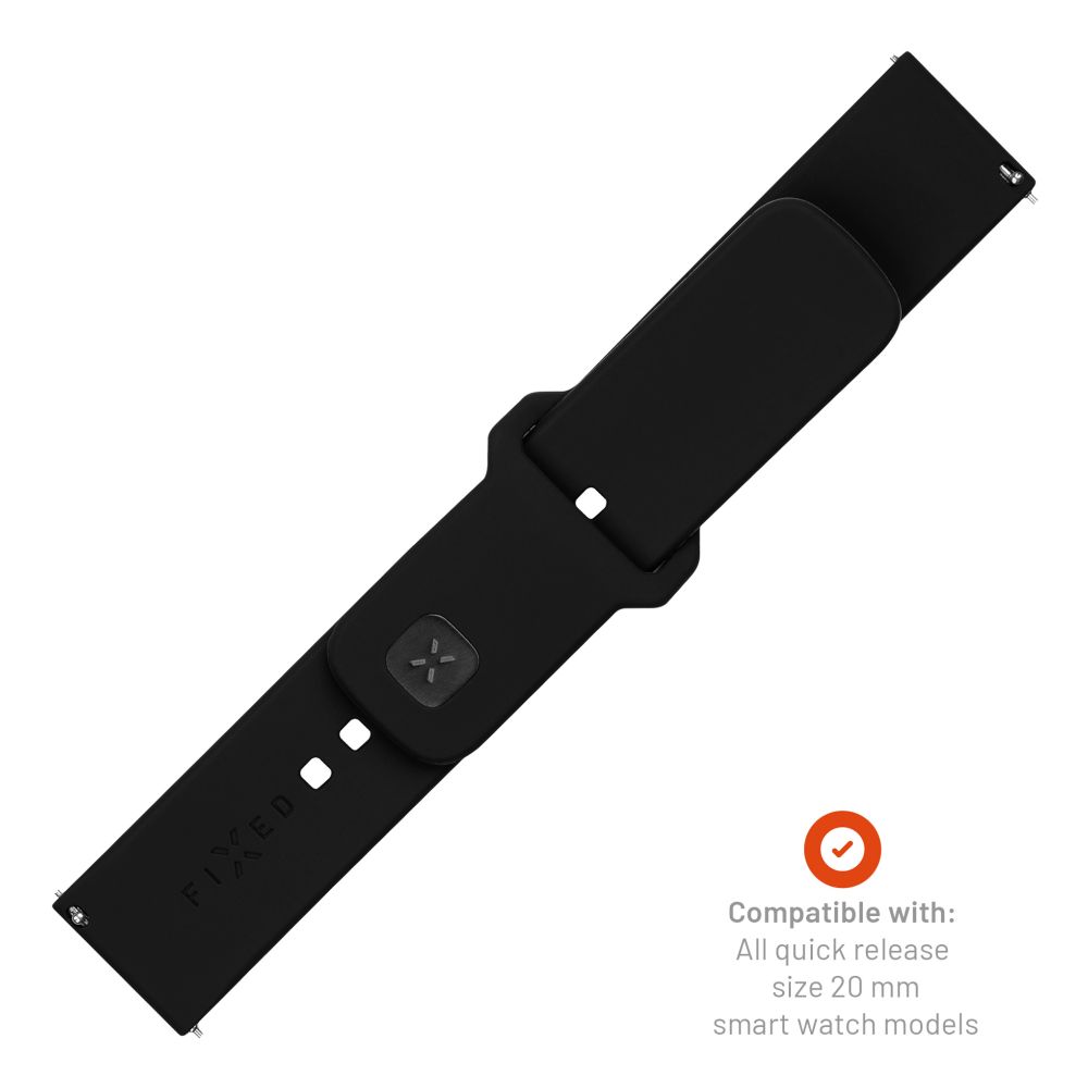 Каишка Fixed Silicone Sporty за Samsung Galaxy Watch / Huawei Watch Series, 20mm, Черна