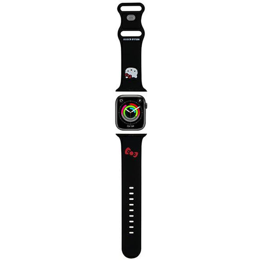 Каишка Hello Kitty Silicone Kitty Head за Apple Watch 49mm / 46mm / 45mm / 44mm / 42mm Series, Черна