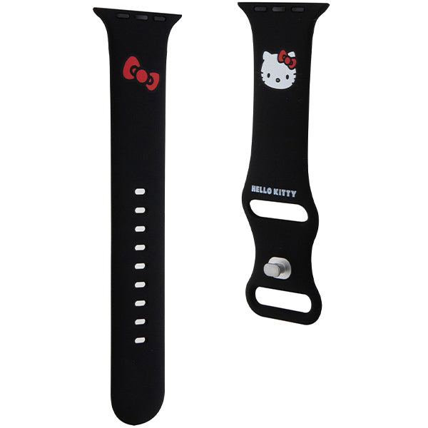 Каишка Hello Kitty Silicone Kitty Head за Apple Watch 49mm / 46mm / 45mm / 44mm / 42mm Series, Черна
