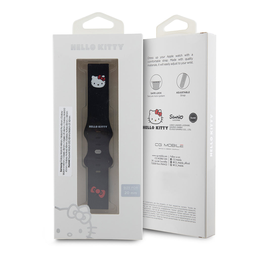 Каишка Hello Kitty Silicone Kitty Head за Samsung Galaxy Watch / Huawei Watch Series, Черна