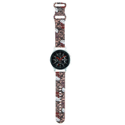 Каишка Hello Kitty Silicone Tags Graffiti за Samsung Galaxy Watch / Huawei Watch 46mm / 45mm / 41mm Series, Розова