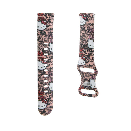 Каишка Hello Kitty Silicone Tags Graffiti за Samsung Galaxy Watch / Huawei Watch Series, Розова