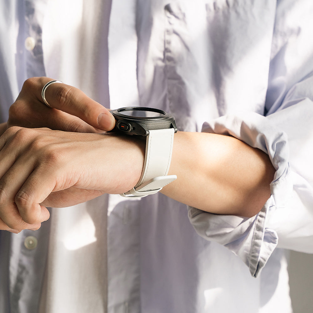 Ringke One Basic Bold Strap for Fossil Watch / Mobvoi Watch / Suunto Watch Series, 24mm, White