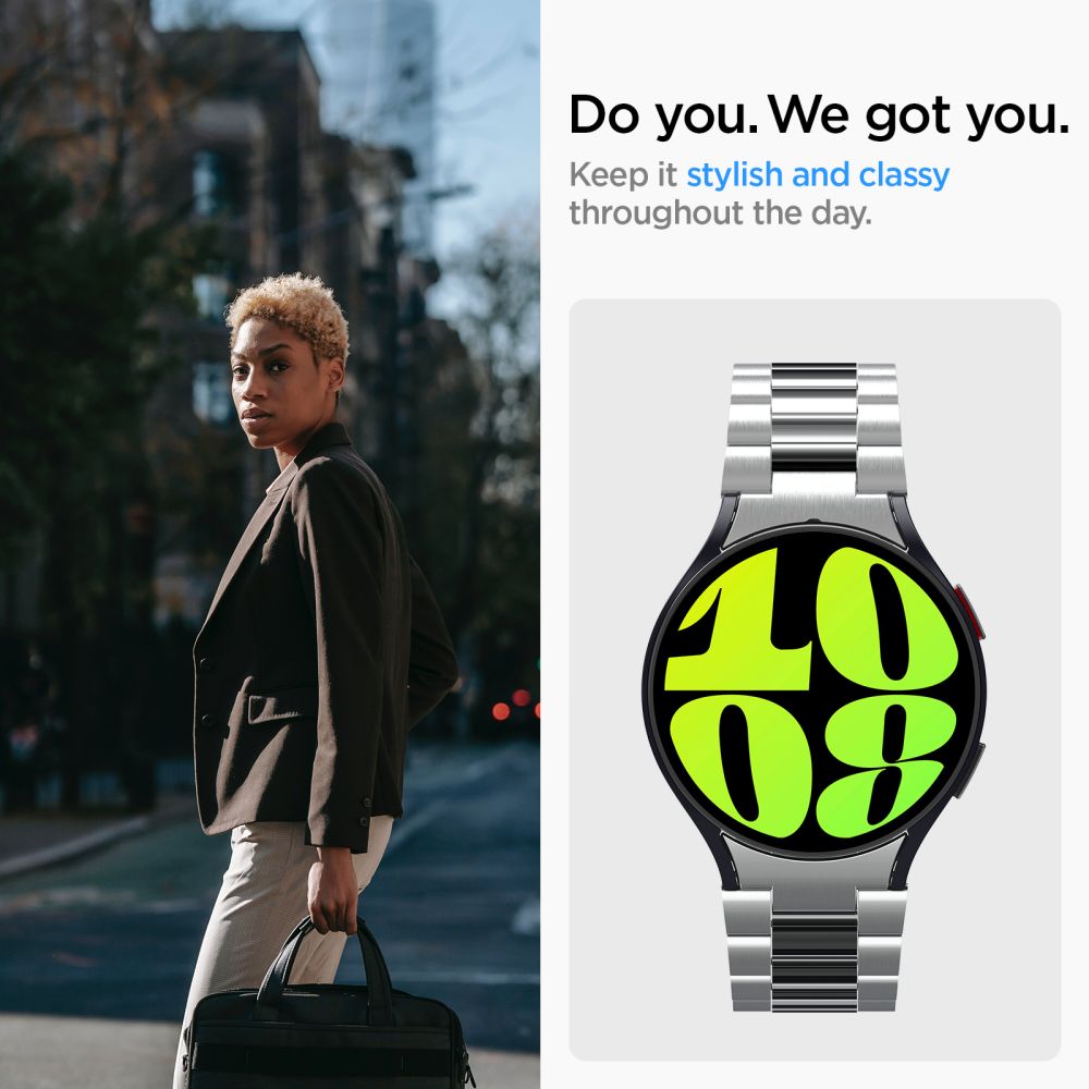 Каишка Spigen Modern Fit за Samsung Galaxy Watch6 44mm, Сребриста