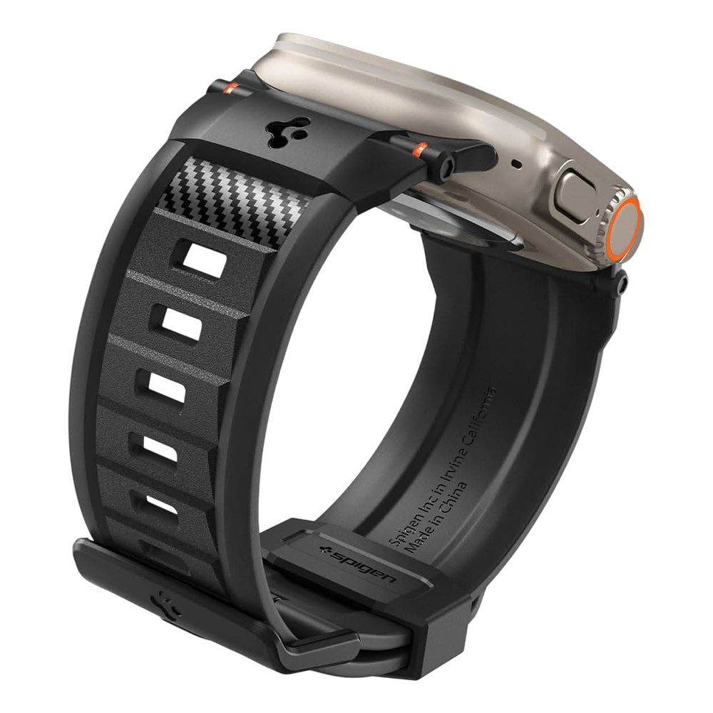 Каишка Spigen Rugged за Apple Watch 49 мм / 46 мм / 45 мм / 44 мм Series, матово черна AMP02854
