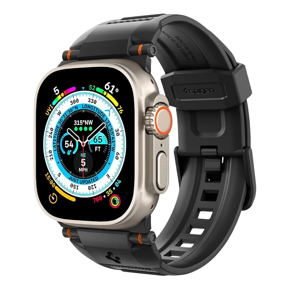 Каишка Spigen Rugged за Apple Watch 49 мм / 46 мм / 45 мм / 44 мм Series, матово черна AMP02854