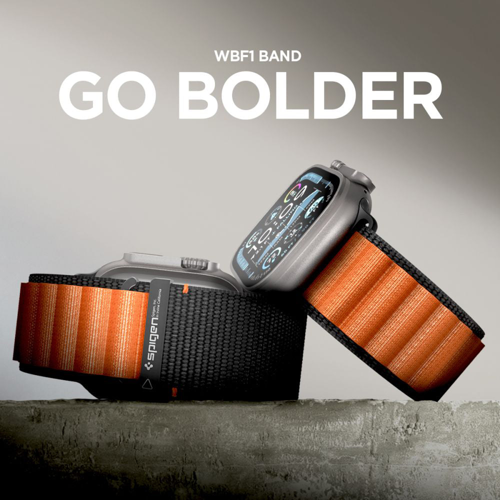 Каишка Spigen WBF1 за Apple Watch 49mm / 46mm / 45mm / 44mm Series, Черно-Оранжева