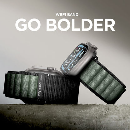 Каишка Spigen WBF1 за Apple Watch 49mm / 46mm / 45mm / 44mm Series, Черно Зелена