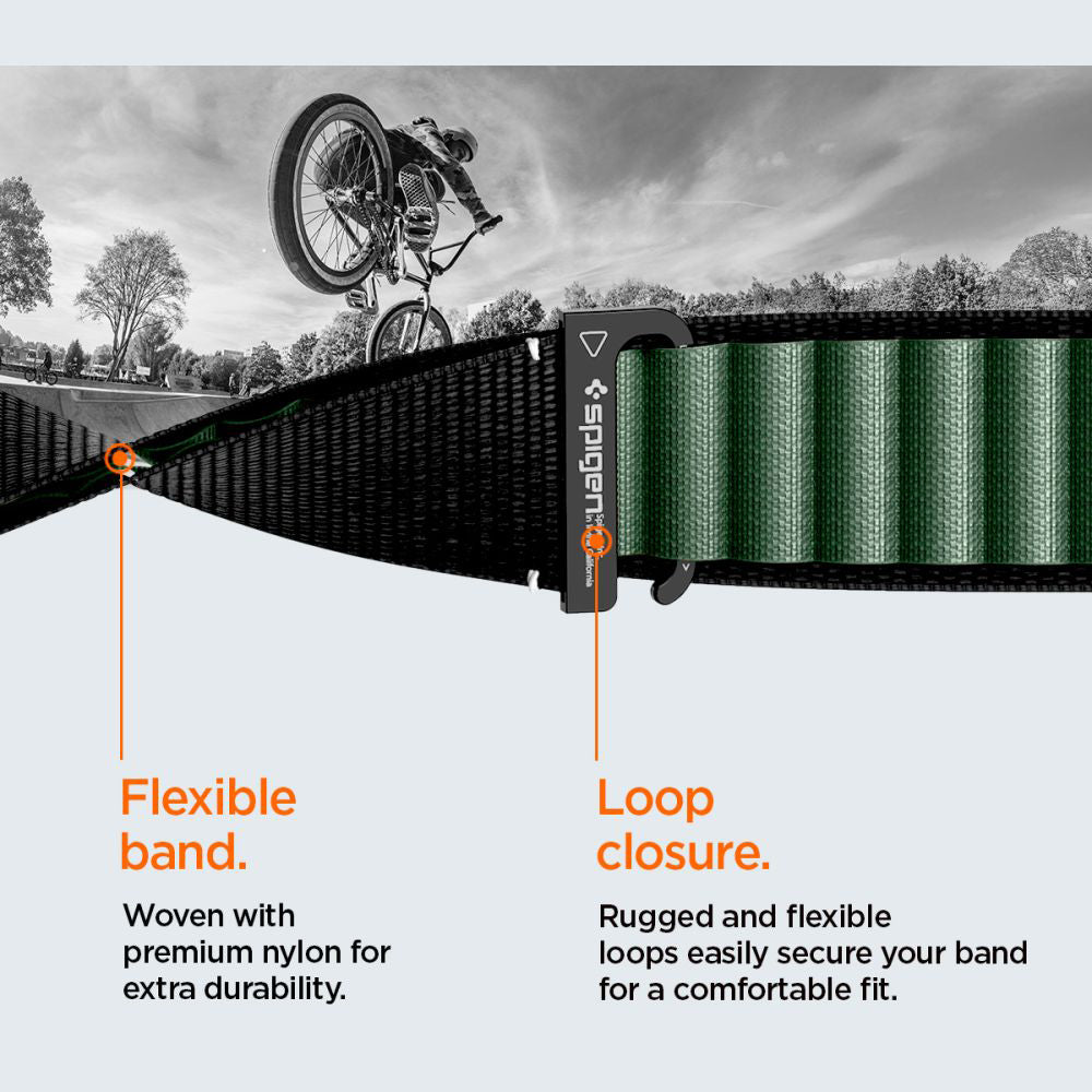 Каишка Spigen WBF1 за Apple Watch 49mm / 46mm / 45mm / 44mm Series, Черно Зелена