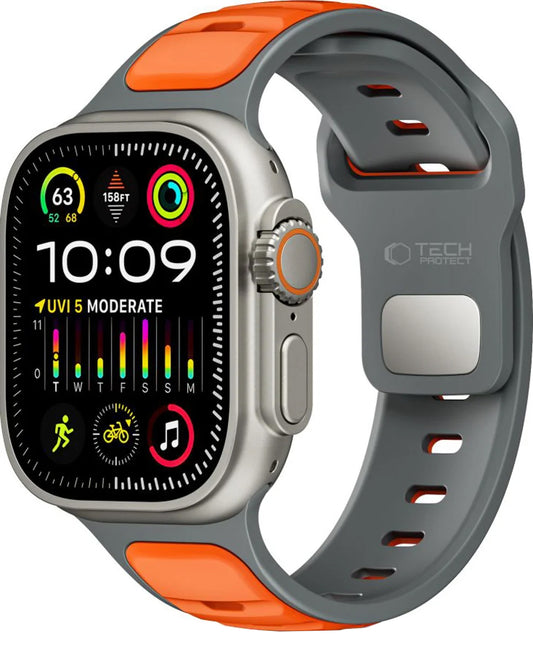 Каишка Tech-Protect Iconband Line за Apple Watch 49mm / 46mm / 45mm / 44mm Series, Сиво-Оранжева