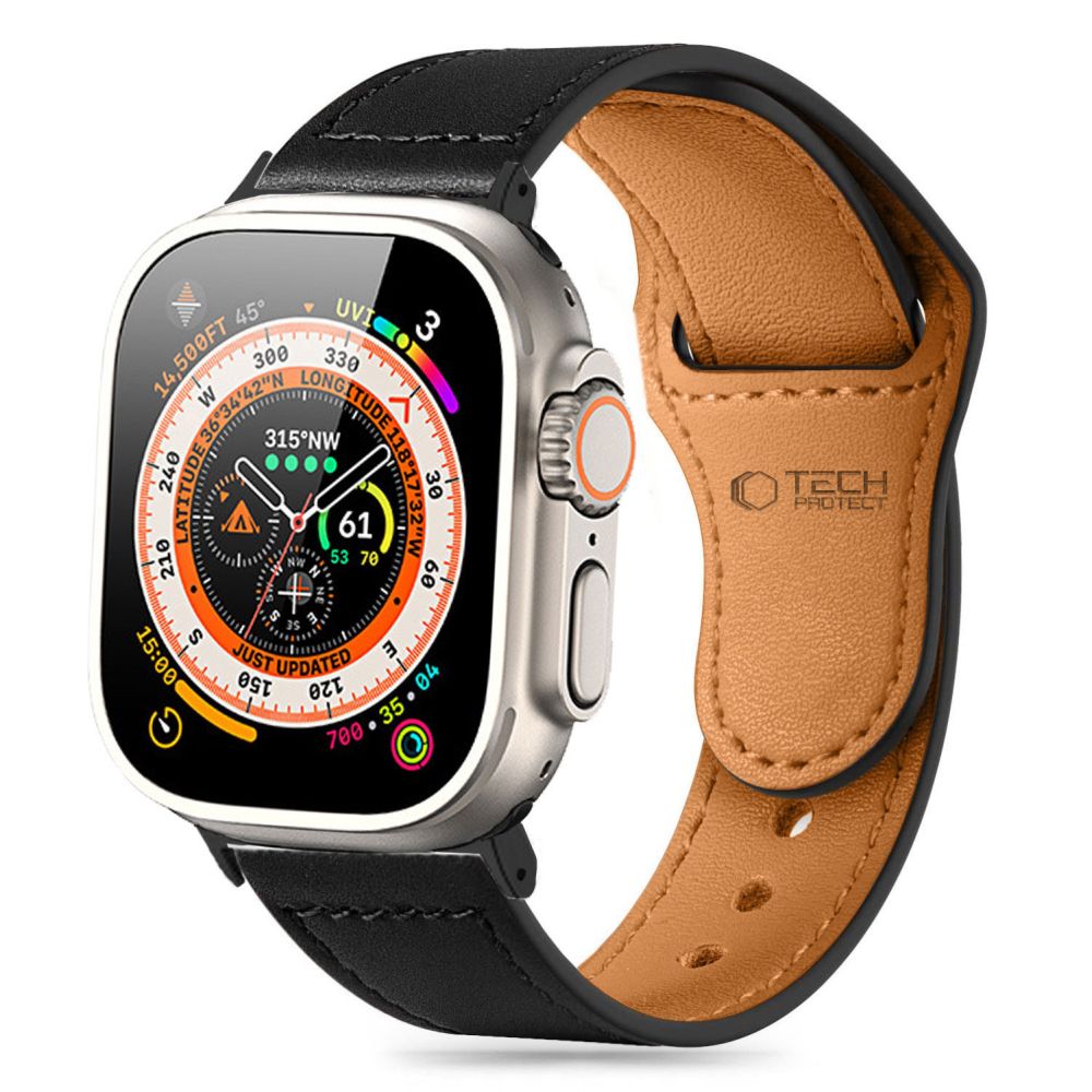 Tech-Protect NaturalFit каишка за Apple Watch 49mm / 45mm / 44mm / 42mm Series, черна