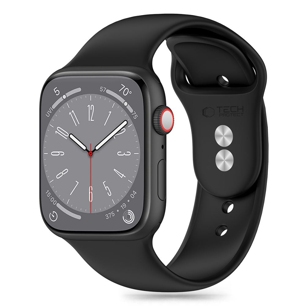 Tech-Protect Силиконова каишка за Apple Watch 49mm / 45mm / 44mm / 42mm Series, черна 