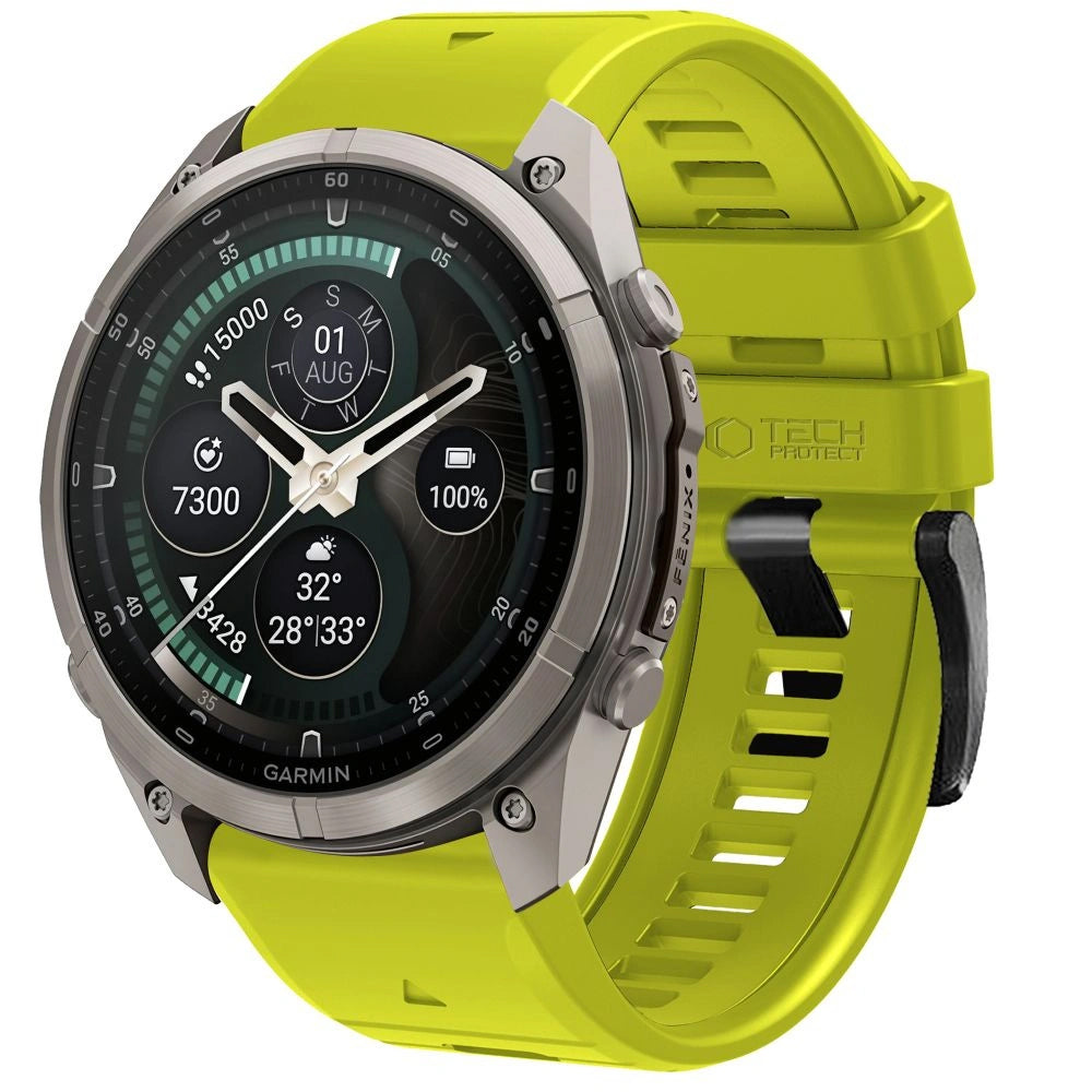 Силиконова каишка Techsuit за Garmin Fenix 5X / 5X Plus / 6X / 6X Pro / 7X / 8 / 8 Pro / 9 / 9 Pro, зелена