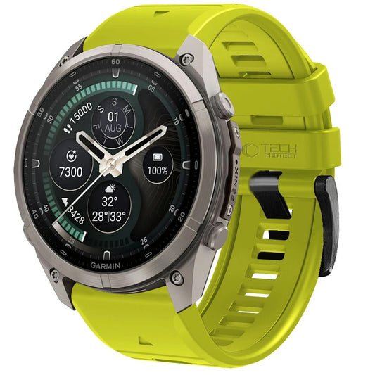Силиконова каишка Techsuit за Garmin Fenix 5X / 5X Plus / 6X / 6X Pro / 7X / 8 / 8 Pro / 9 / 9 Pro, зелена
