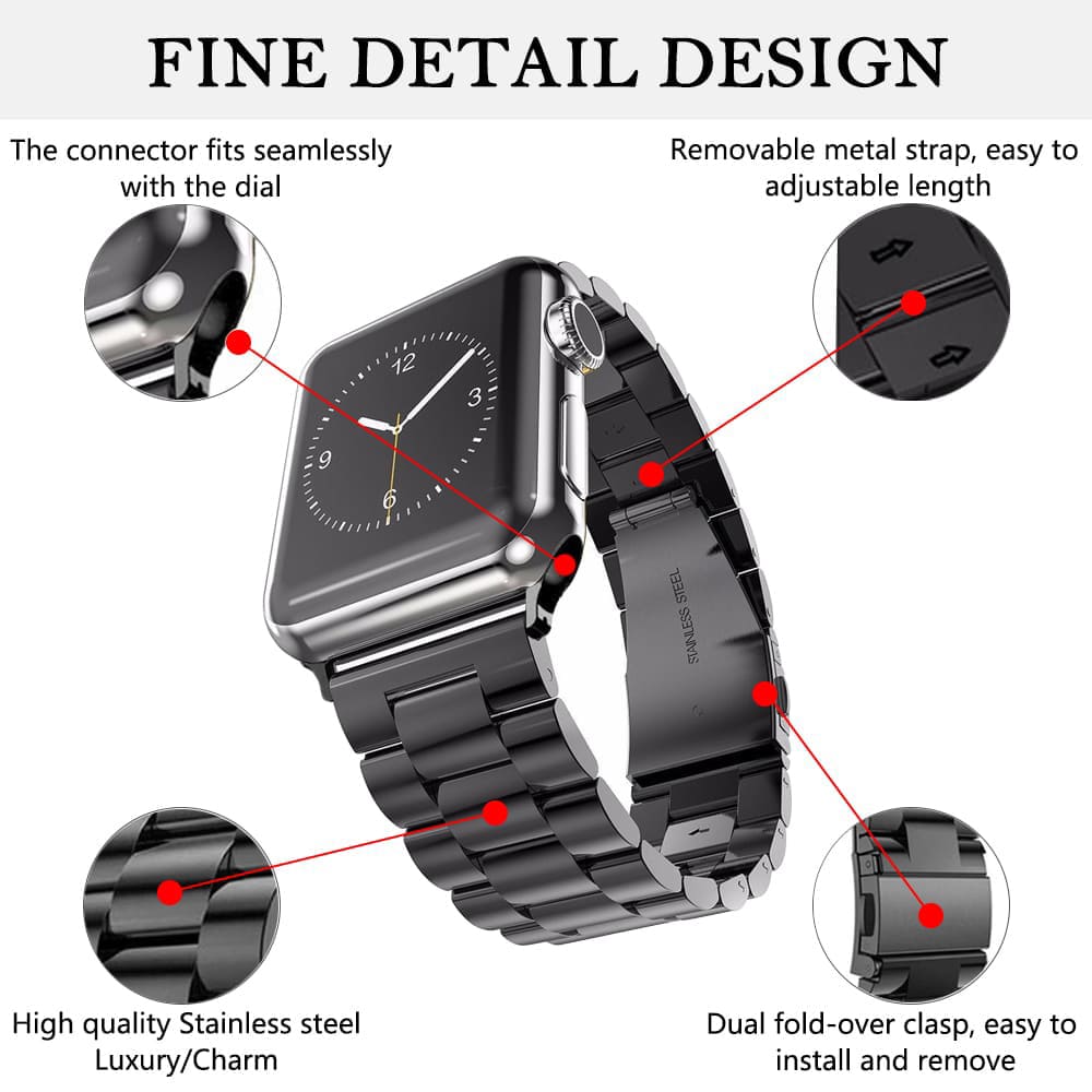 Каишка Techsuit W036 за Apple Watch 42mm / 41mm / 40mm / 38mm Series, Черна