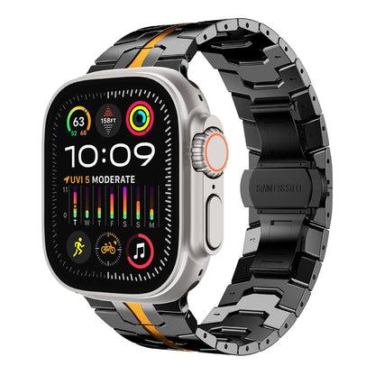 Каишка Techsuit W063 за Apple Watch 49mm / 46mm / 45mm / 44mm / 42mm Series, Черно-Оранжева