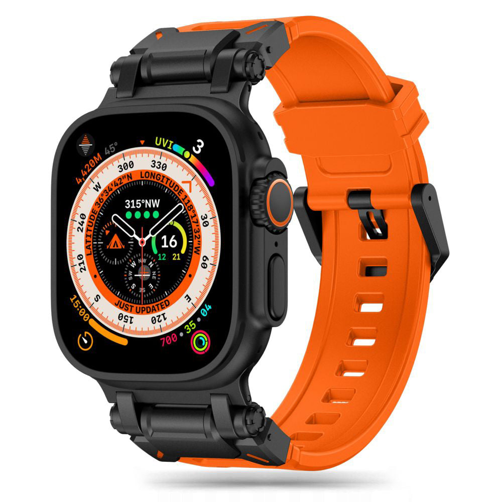 Каишка Techsuit W064 за Apple Watch 49mm / 46mm / 45mm / 44mm / 42mm Series, Черно-Оранжева