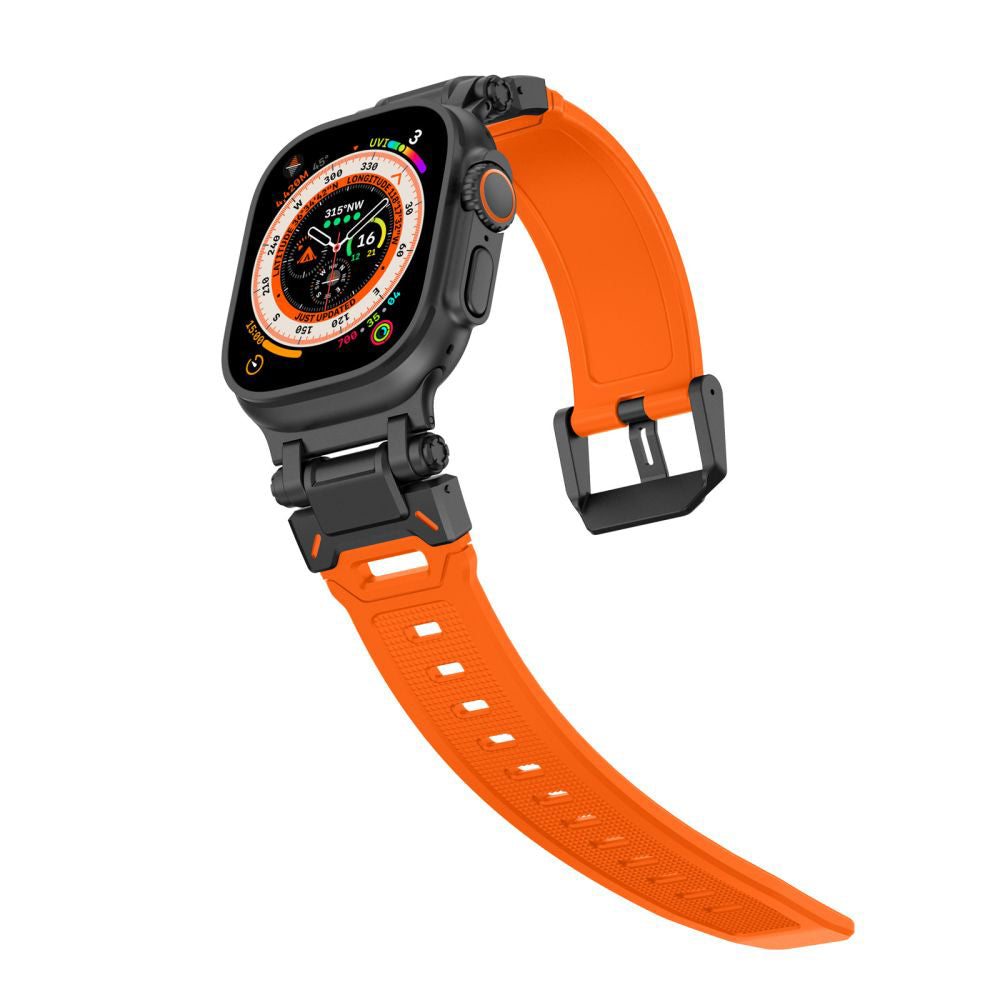 Каишка Techsuit W064 за Apple Watch 49mm / 46mm / 45mm / 44mm / 42mm Series, Черно-Оранжева