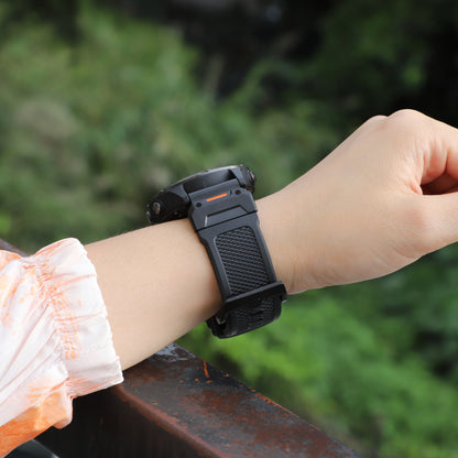 Каишка Techsuit W068 за Garmin Watch Fenix / Forerunner / Approach Series, 22mm, Черно-оранжева