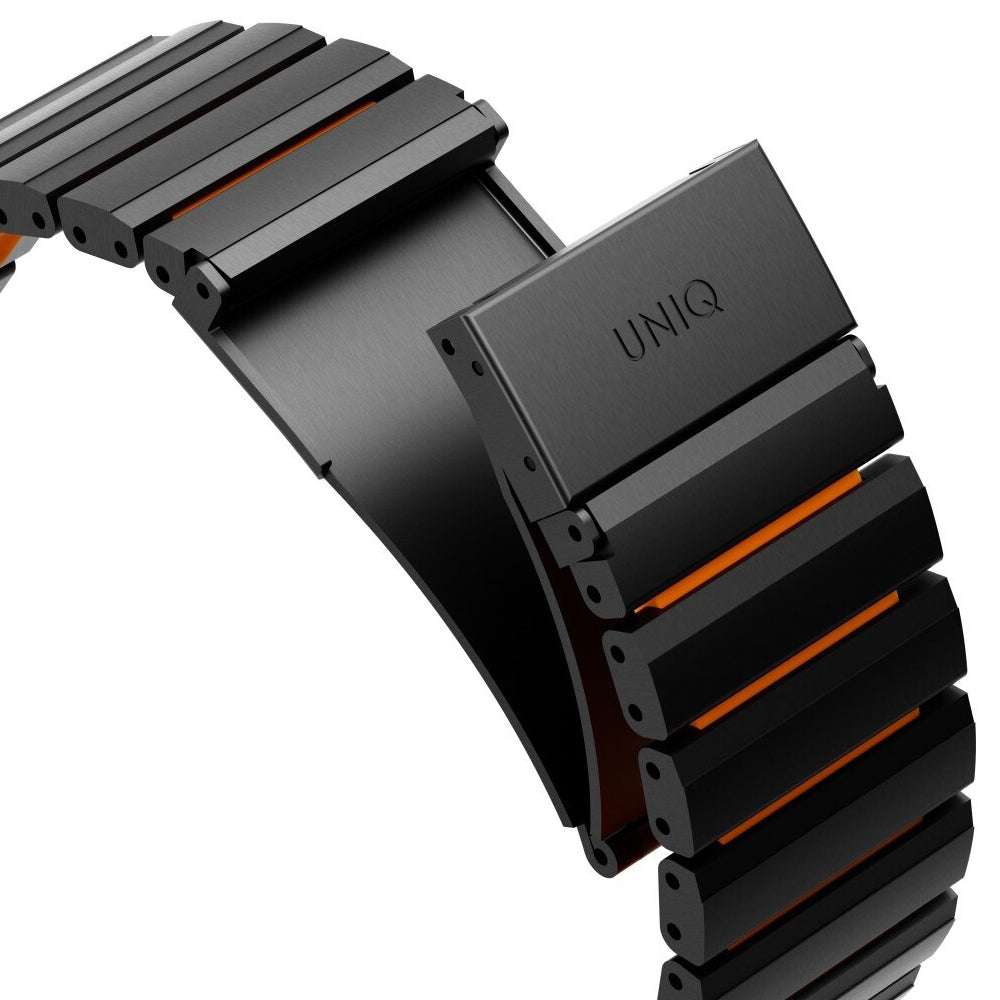 UNIQ Strova Flex Strap for Apple Watch 49mm / 46mm / 45mm / 44mm / 42mm Series, Black Orange